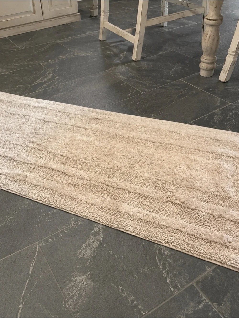 Eddie Bauer Home Ivory Alabaster Plush Sculpted Runner Rug Bath Hall Entryway